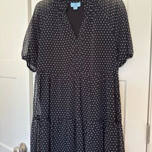 CeCe Black and White Polka Dot Mini Dress